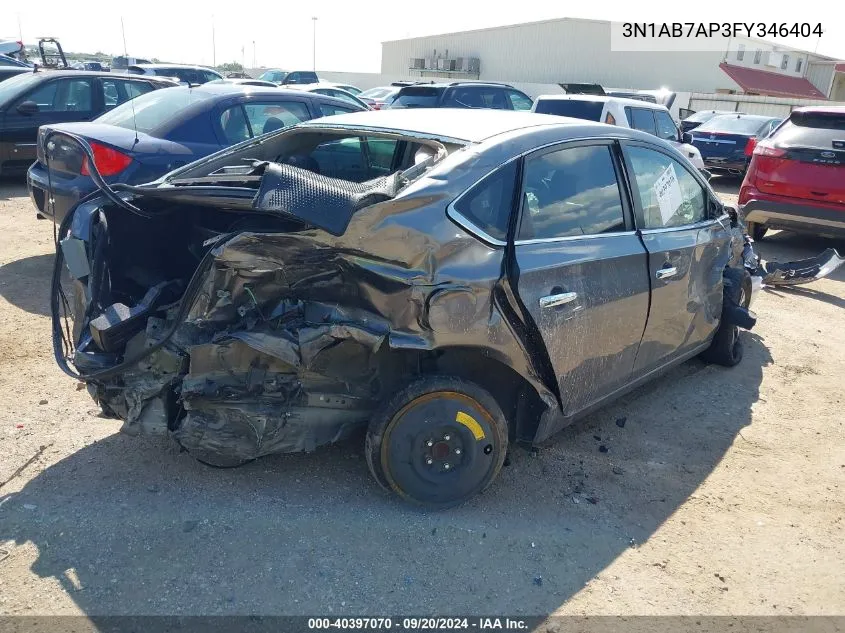 2015 Nissan Sentra S VIN: 3N1AB7AP3FY346404 Lot: 40397070