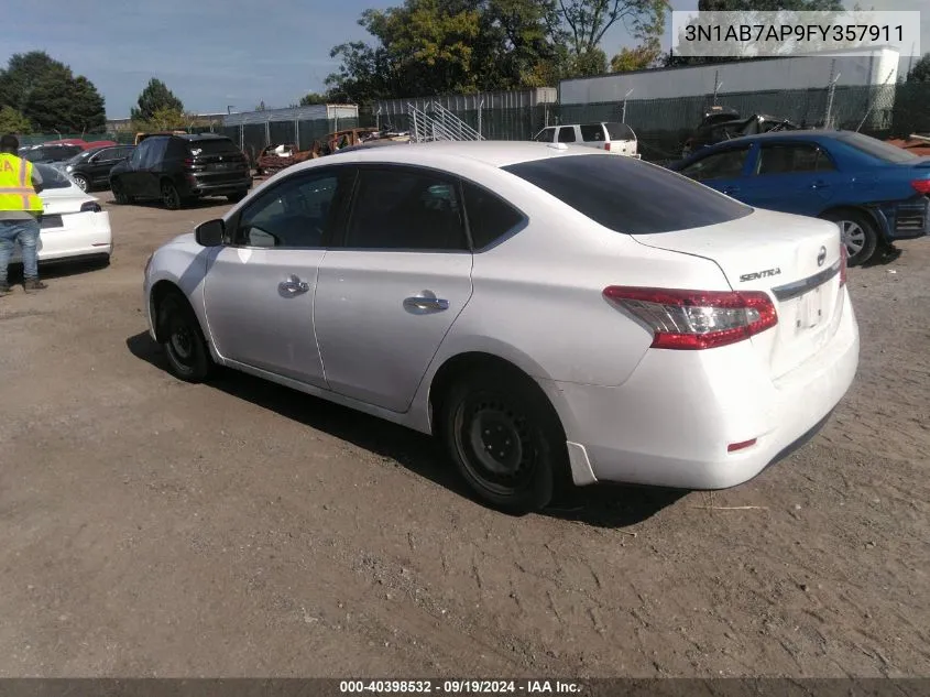 3N1AB7AP9FY357911 2015 Nissan Sentra Sv