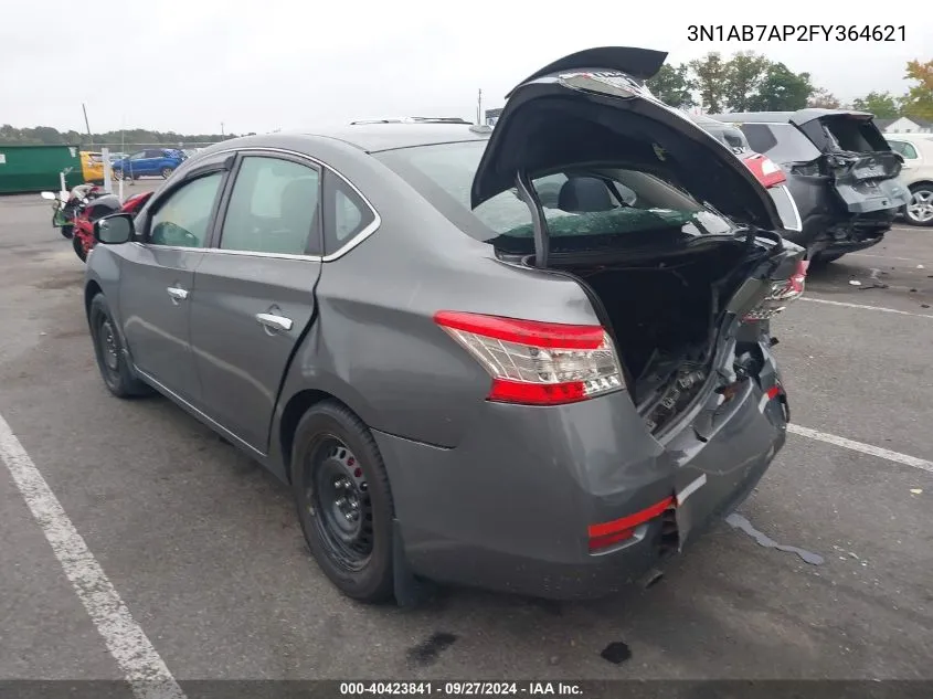 2015 Nissan Sentra Sv VIN: 3N1AB7AP2FY364621 Lot: 40423841