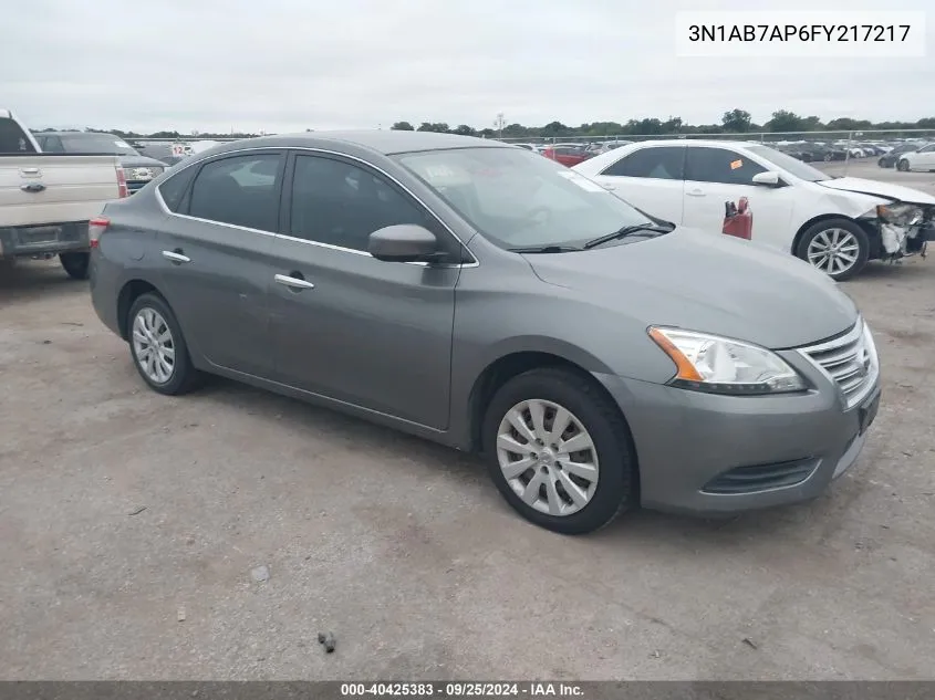 2015 Nissan Sentra S VIN: 3N1AB7AP6FY217217 Lot: 40425383