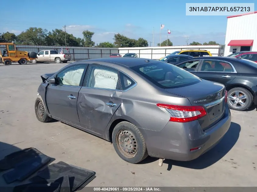 2015 Nissan Sentra Fe+ S/S/Sl/Sr/Sv VIN: 3N1AB7APXFL657213 Lot: 40429061