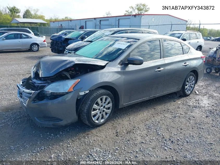 3N1AB7APXFY343872 2015 Nissan Sentra S/Sv/Sr/Sl