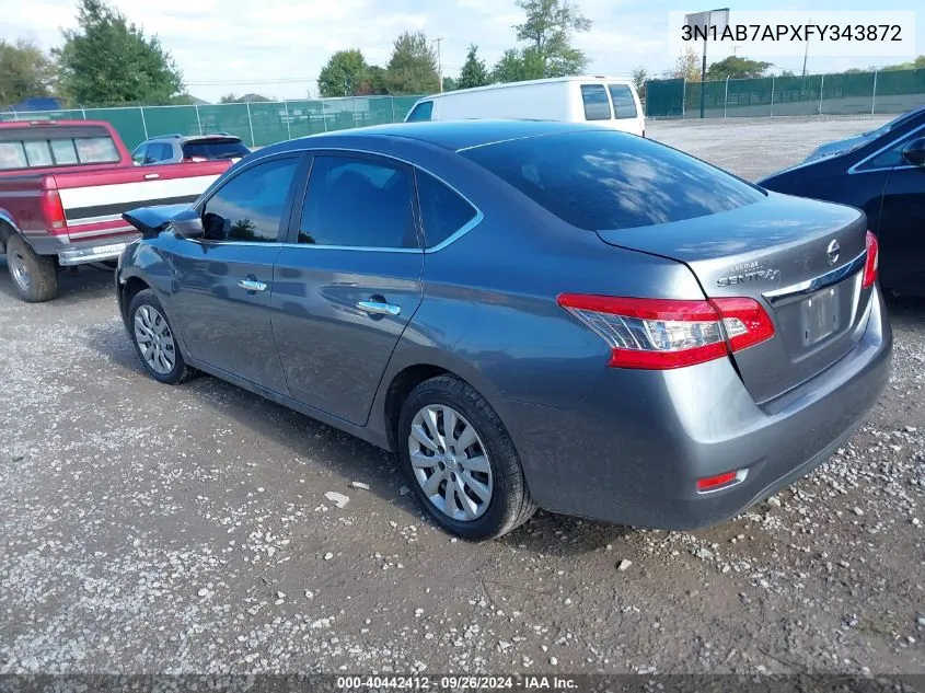 3N1AB7APXFY343872 2015 Nissan Sentra S/Sv/Sr/Sl