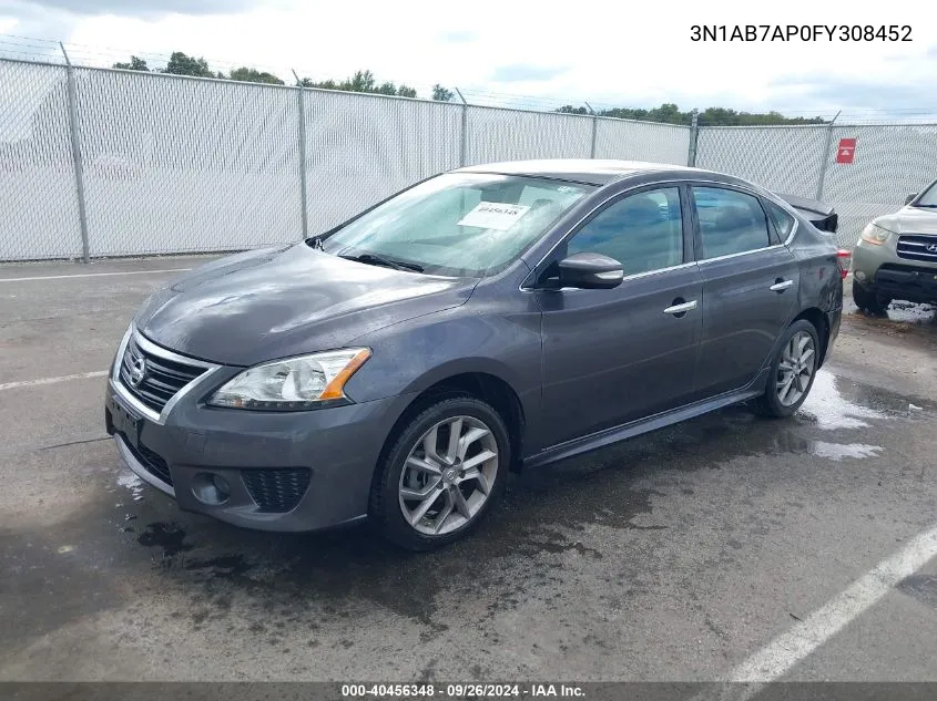 2015 Nissan Sentra Sr VIN: 3N1AB7AP0FY308452 Lot: 40456348