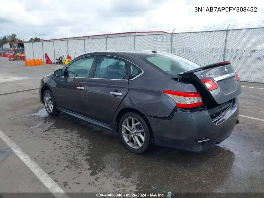 2015 Nissan Sentra Sr VIN: 3N1AB7AP0FY308452 Lot: 40456348