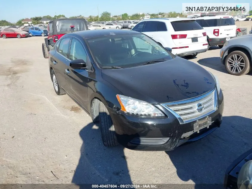 2015 Nissan Sentra S VIN: 3N1AB7AP3FY344846 Lot: 40457604