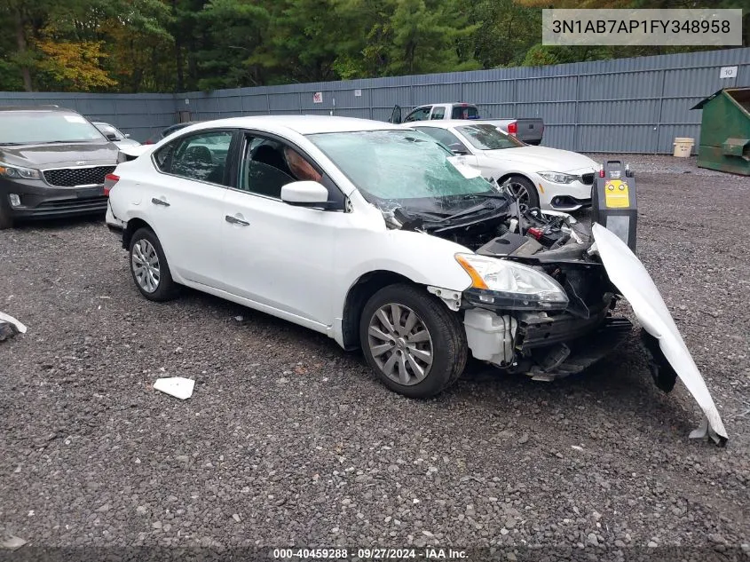 2015 Nissan Sentra S VIN: 3N1AB7AP1FY348958 Lot: 40459288