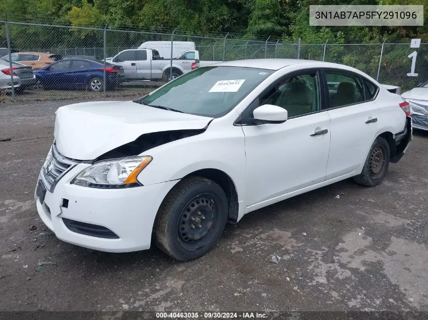 2015 Nissan Sentra S/Sv/Sr/Sl VIN: 3N1AB7AP5FY291096 Lot: 40463035