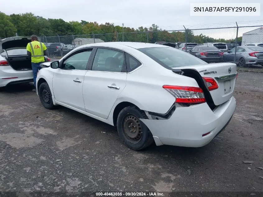 2015 Nissan Sentra S/Sv/Sr/Sl VIN: 3N1AB7AP5FY291096 Lot: 40463035