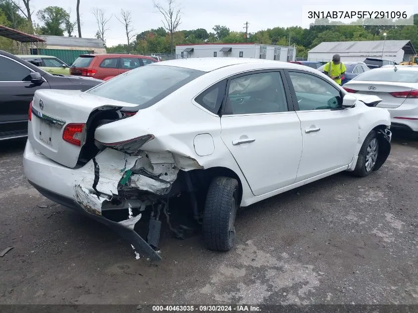 2015 Nissan Sentra S/Sv/Sr/Sl VIN: 3N1AB7AP5FY291096 Lot: 40463035