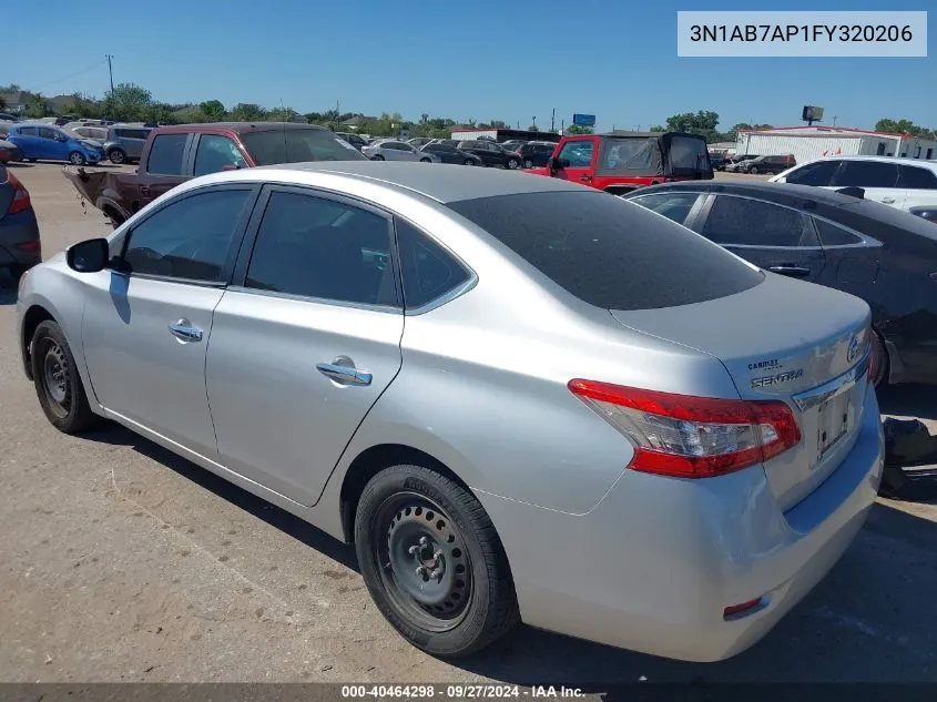 2015 Nissan Sentra S VIN: 3N1AB7AP1FY320206 Lot: 40464298