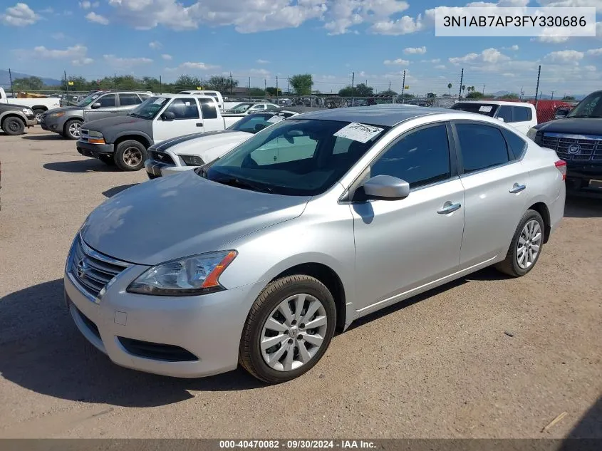 2015 Nissan Sentra S VIN: 3N1AB7AP3FY330686 Lot: 40470082