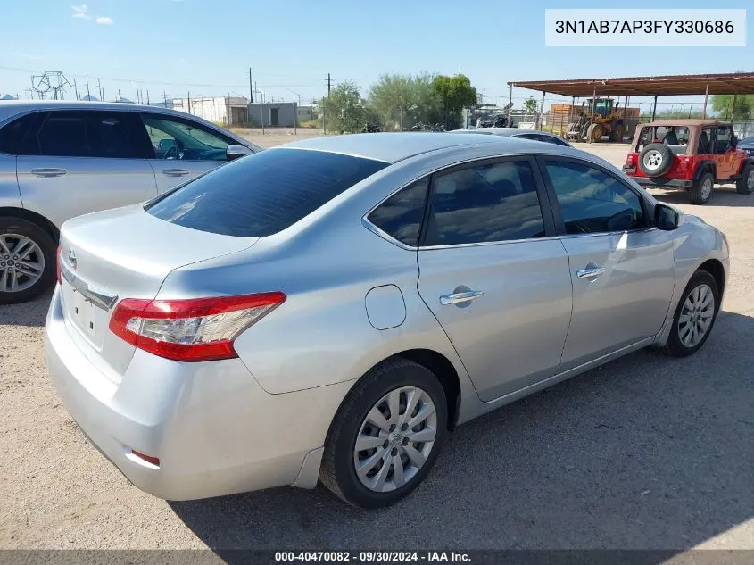 2015 Nissan Sentra S VIN: 3N1AB7AP3FY330686 Lot: 40470082