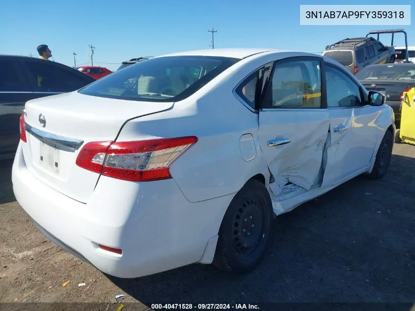 2015 Nissan Sentra S VIN: 3N1AB7AP9FY359318 Lot: 40471528