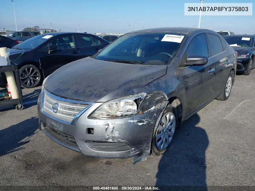 2015 Nissan Sentra S VIN: 3N1AB7AP8FY375803 Lot: 40481680