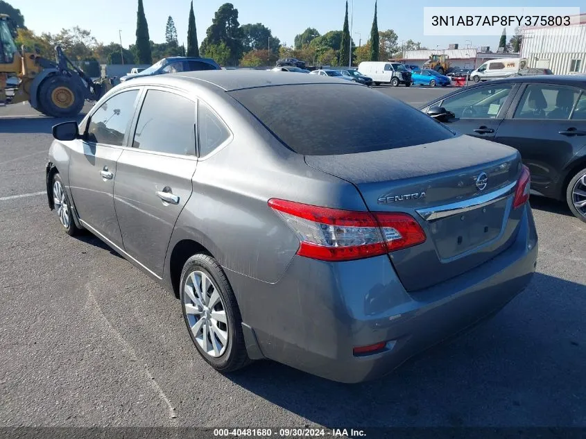 2015 Nissan Sentra S VIN: 3N1AB7AP8FY375803 Lot: 40481680