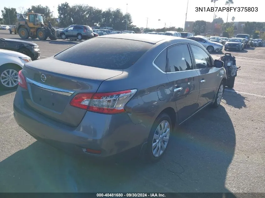 2015 Nissan Sentra S VIN: 3N1AB7AP8FY375803 Lot: 40481680