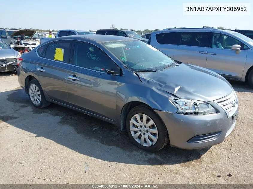 2015 Nissan Sentra S VIN: 3N1AB7APXFY306952 Lot: 40504912