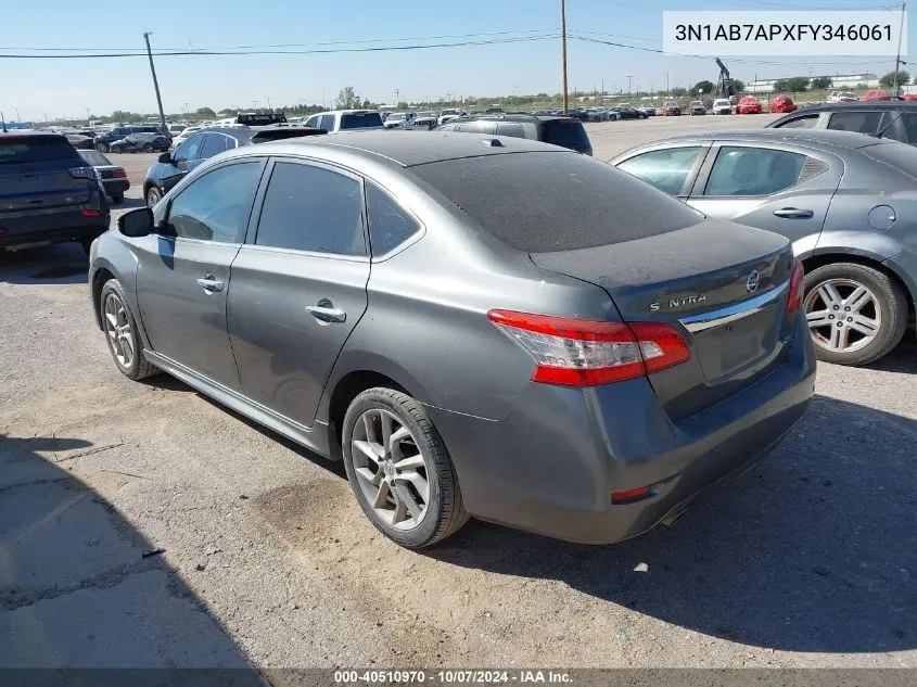 2015 Nissan Sentra Sr VIN: 3N1AB7APXFY346061 Lot: 40510970