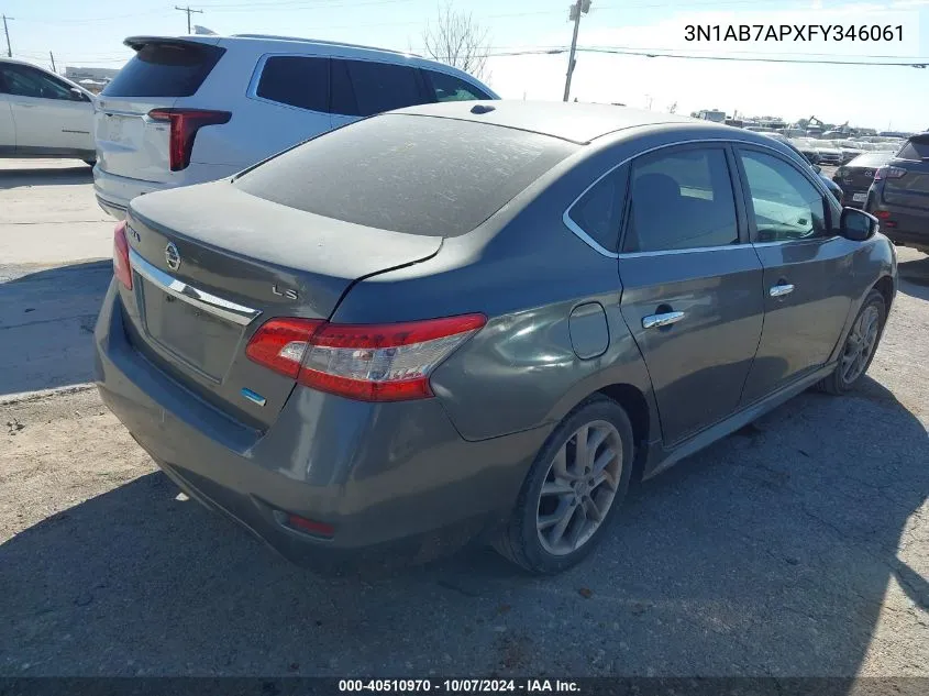 2015 Nissan Sentra Sr VIN: 3N1AB7APXFY346061 Lot: 40510970