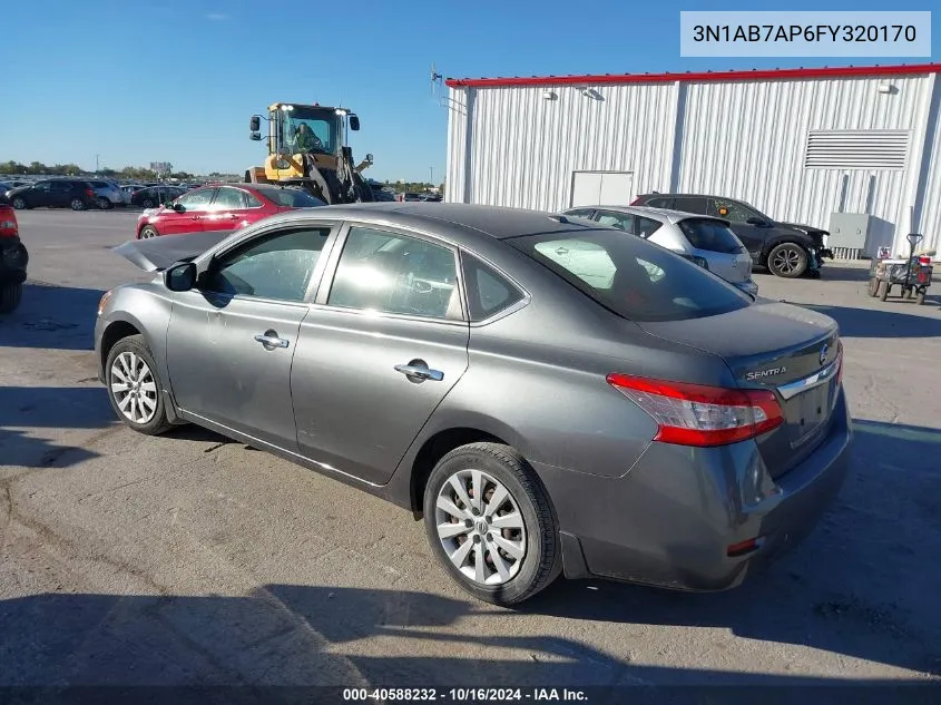 2015 Nissan Sentra Sv VIN: 3N1AB7AP6FY320170 Lot: 40588232