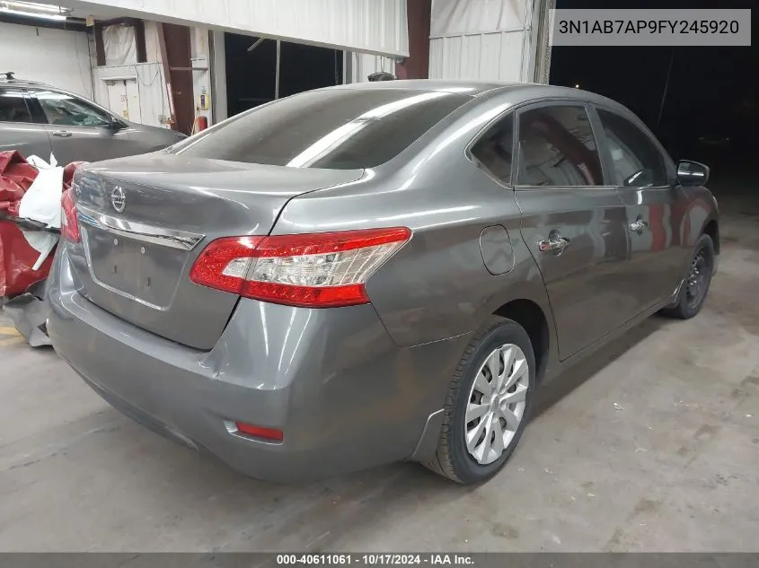 2015 Nissan Sentra S/Sv/Sr/Sl VIN: 3N1AB7AP9FY245920 Lot: 40611061