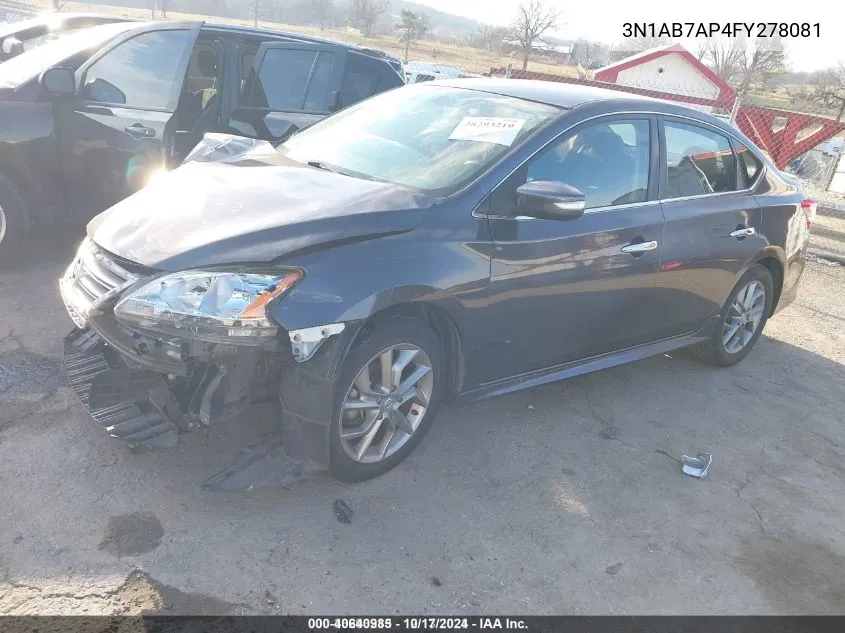 2015 Nissan Sentra Sr VIN: 3N1AB7AP4FY278081 Lot: 40640985