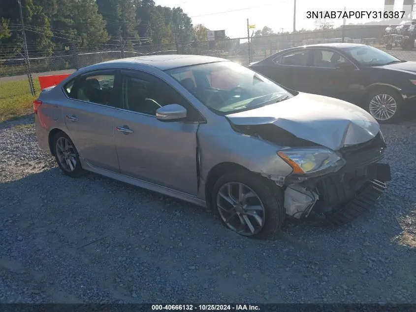 2015 Nissan Sentra Sr VIN: 3N1AB7AP0FY316387 Lot: 40666132