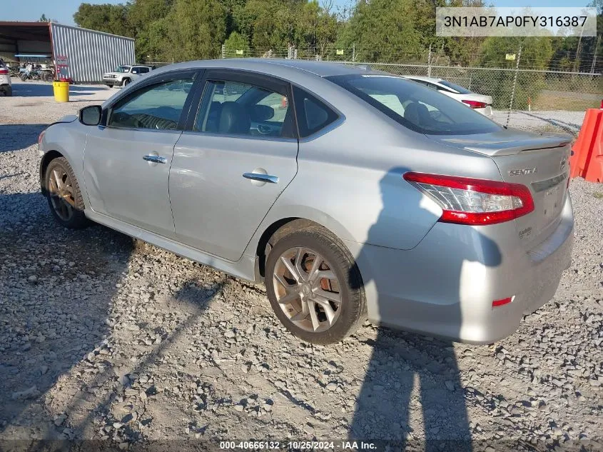 2015 Nissan Sentra Sr VIN: 3N1AB7AP0FY316387 Lot: 40666132