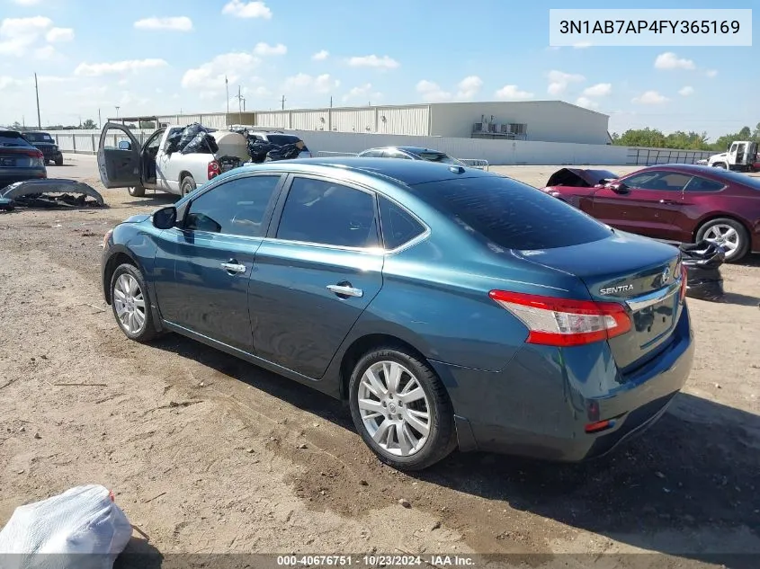 2015 Nissan Sentra Sl VIN: 3N1AB7AP4FY365169 Lot: 40676751