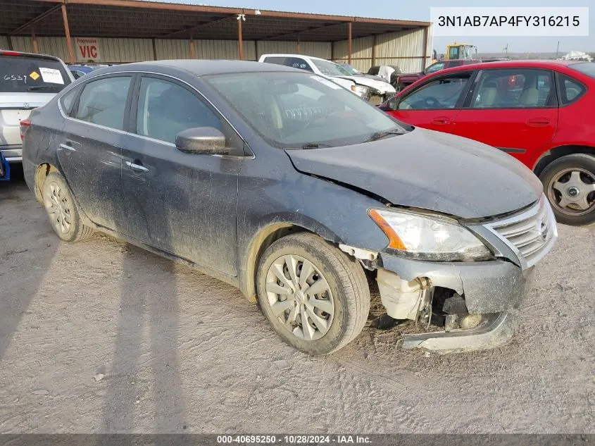 3N1AB7AP4FY316215 2015 Nissan Sentra S/Sv/Sr/Sl