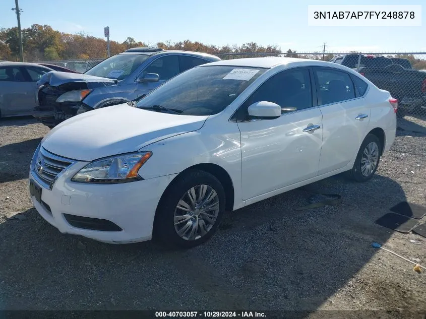 2015 Nissan Sentra Fe+ S/S/Sl/Sr/Sv VIN: 3N1AB7AP7FY248878 Lot: 40703057