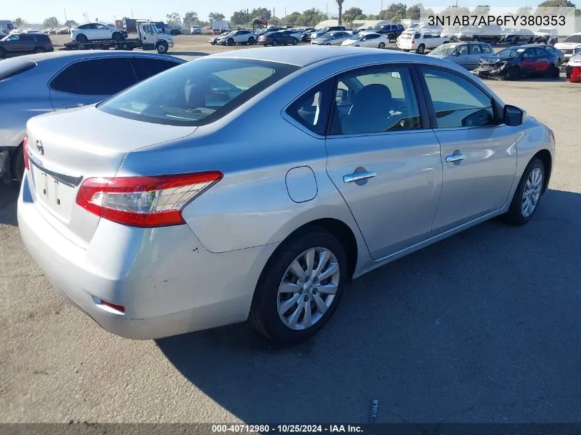 2015 Nissan Sentra S VIN: 3N1AB7AP6FY380353 Lot: 40712980