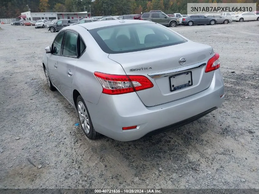 2015 Nissan Sentra Fe+ S/S/Sl/Sr/Sv VIN: 3N1AB7APXFL664310 Lot: 40721635