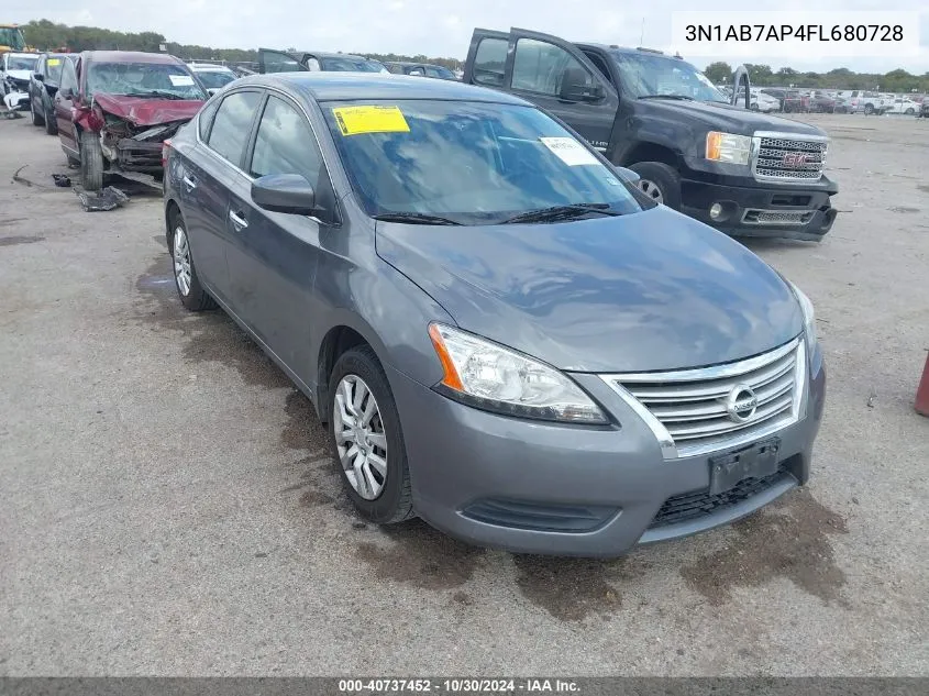 2015 Nissan Sentra Sv VIN: 3N1AB7AP4FL680728 Lot: 40737452