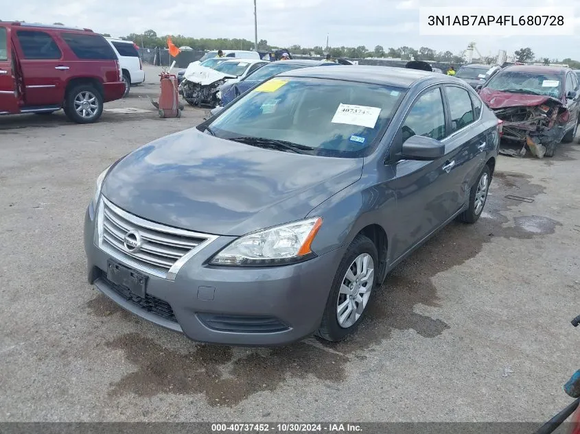 2015 Nissan Sentra Sv VIN: 3N1AB7AP4FL680728 Lot: 40737452