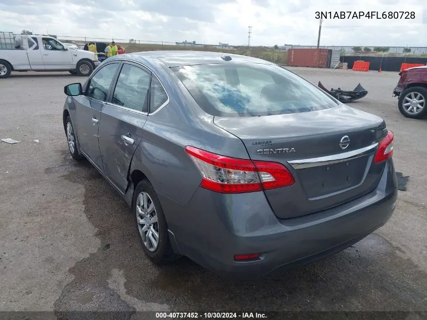 2015 Nissan Sentra Sv VIN: 3N1AB7AP4FL680728 Lot: 40737452