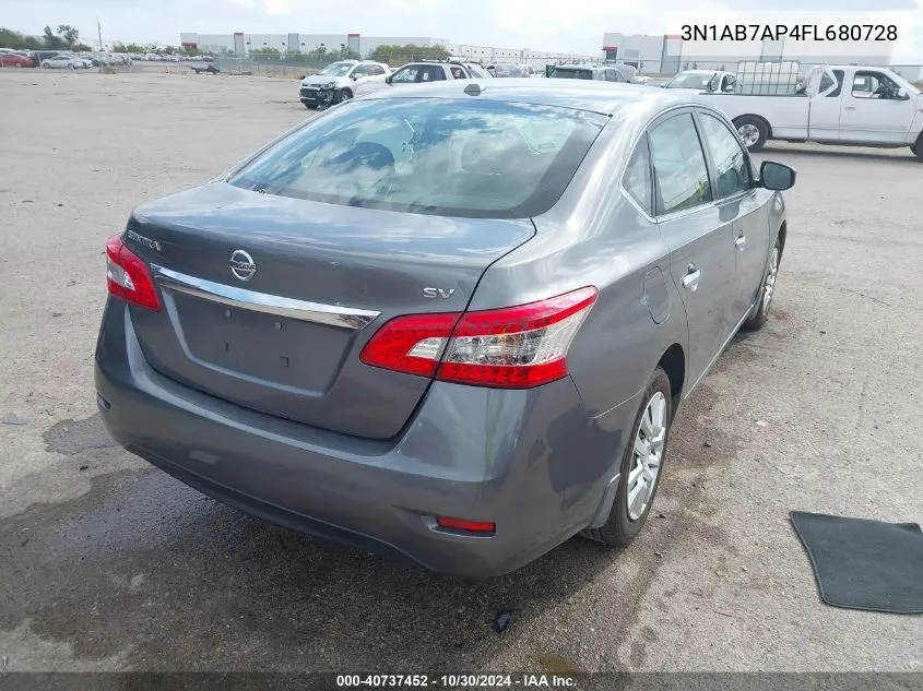 2015 Nissan Sentra Sv VIN: 3N1AB7AP4FL680728 Lot: 40737452