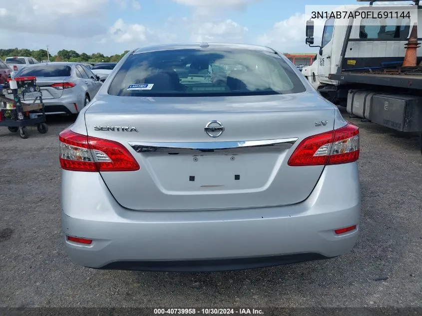 2015 Nissan Sentra Sv VIN: 3N1AB7AP0FL691144 Lot: 40739958