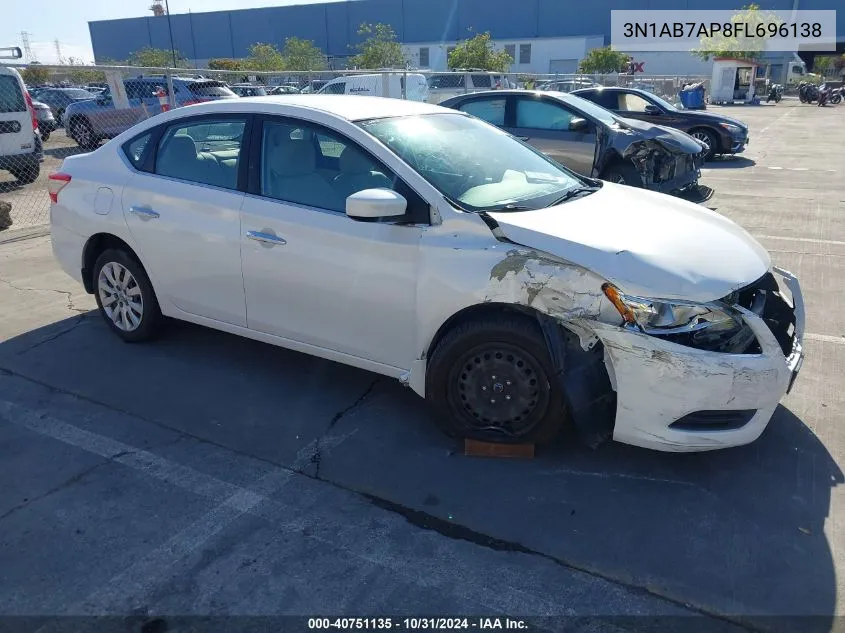 2015 Nissan Sentra Sv VIN: 3N1AB7AP8FL696138 Lot: 40751135