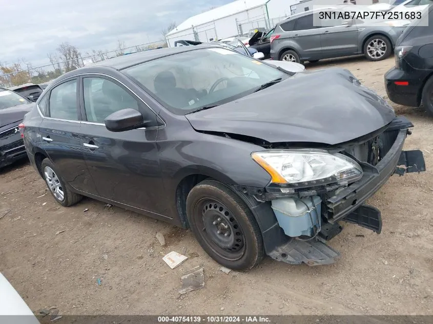 2015 Nissan Sentra Fe+ S/S/Sl/Sr/Sv VIN: 3N1AB7AP7FY251683 Lot: 40754139