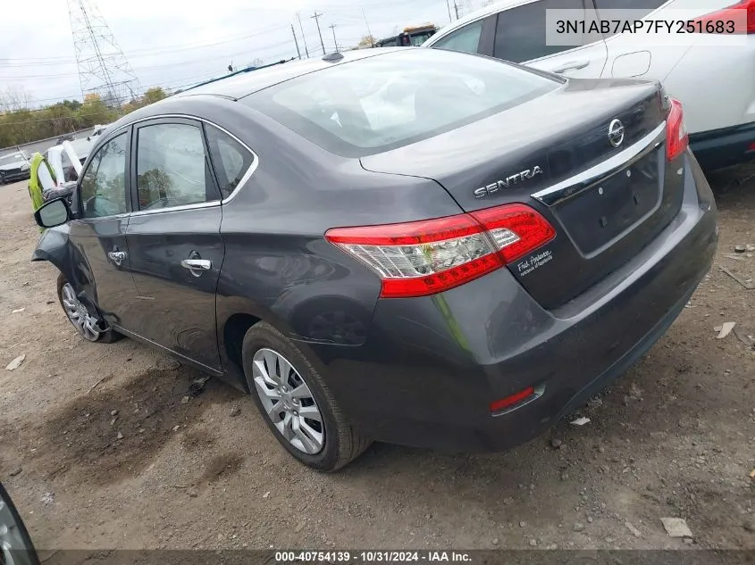 2015 Nissan Sentra Fe+ S/S/Sl/Sr/Sv VIN: 3N1AB7AP7FY251683 Lot: 40754139