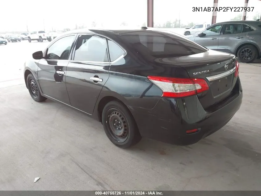 2015 Nissan Sentra Sv VIN: 3N1AB7AP2FY227937 Lot: 40755726