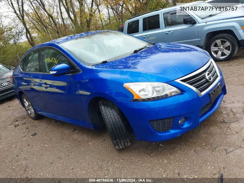 2015 Nissan Sentra Sr VIN: 3N1AB7AP7FY316757 Lot: 40766536