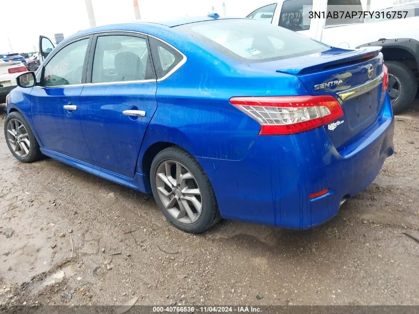 2015 Nissan Sentra Sr VIN: 3N1AB7AP7FY316757 Lot: 40766536