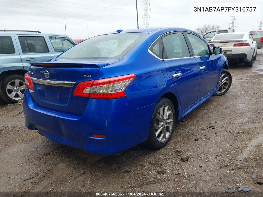 2015 Nissan Sentra Sr VIN: 3N1AB7AP7FY316757 Lot: 40766536