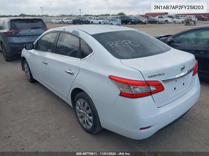 2015 Nissan Sentra Fe+ S/S/Sl/Sr/Sv VIN: 3N1AB7AP2FY258203 Lot: 40770811