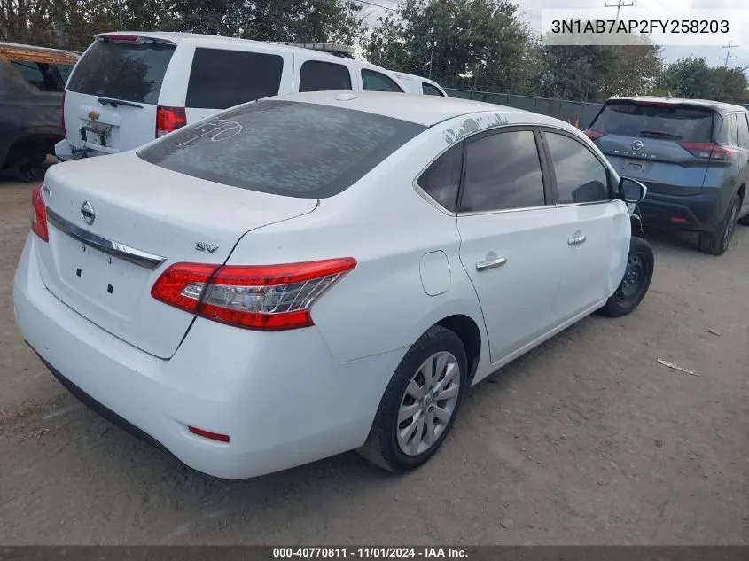 2015 Nissan Sentra Fe+ S/S/Sl/Sr/Sv VIN: 3N1AB7AP2FY258203 Lot: 40770811