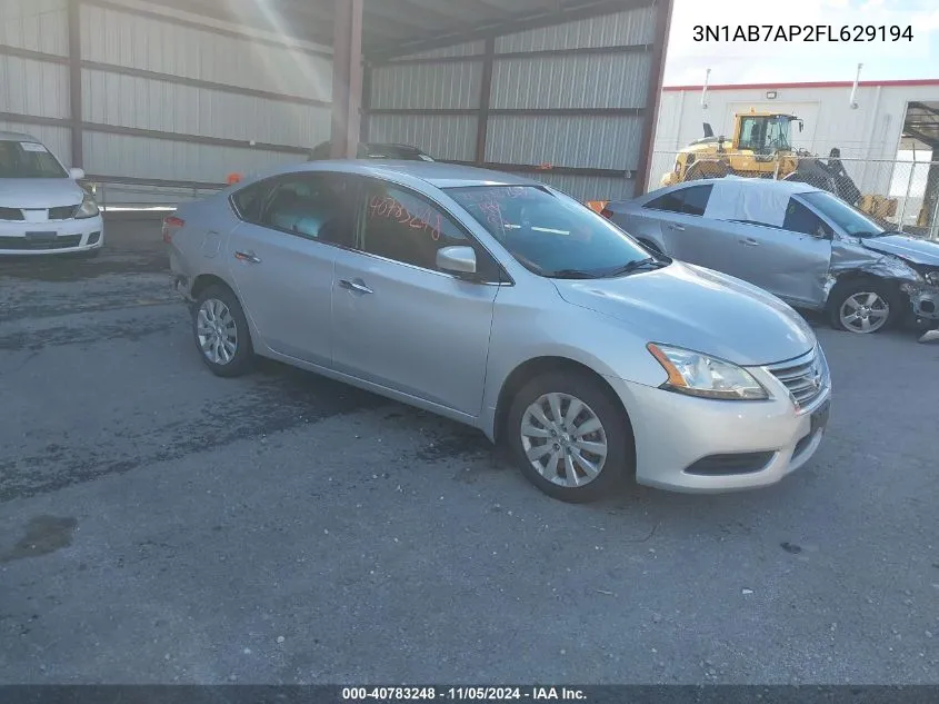 2015 Nissan Sentra Fe+ S/S/Sl/Sr/Sv VIN: 3N1AB7AP2FL629194 Lot: 40783248