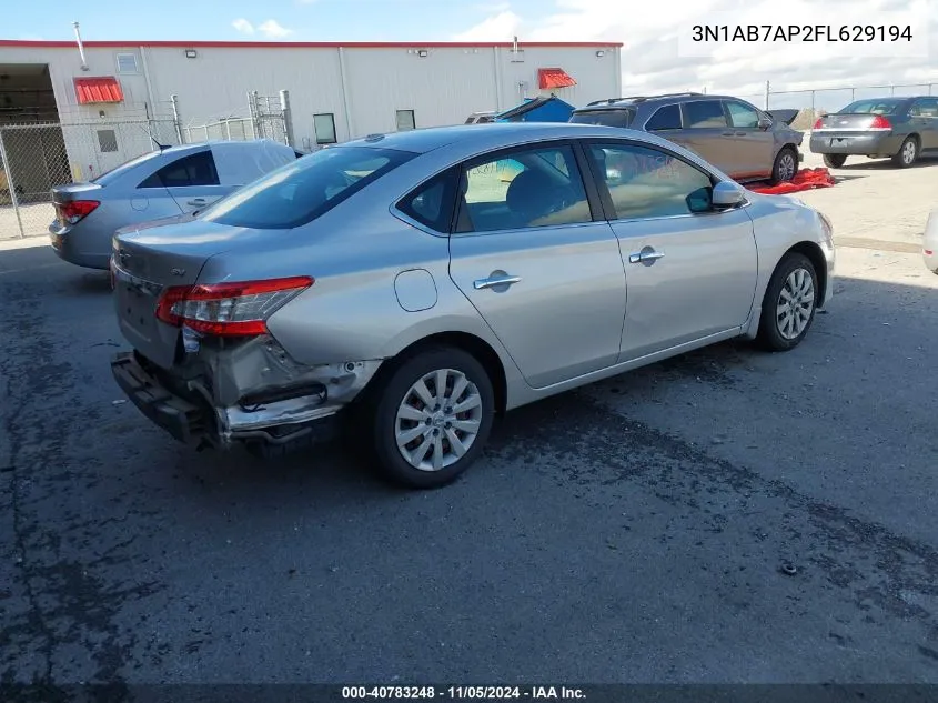 2015 Nissan Sentra Fe+ S/S/Sl/Sr/Sv VIN: 3N1AB7AP2FL629194 Lot: 40783248